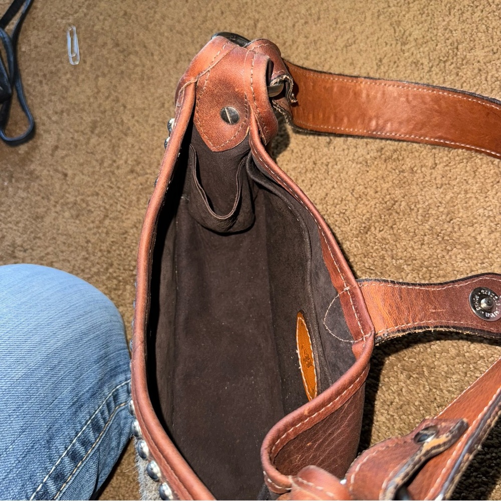 Brown and Tan Shoulder Bag with Western Accents - Picture 6 of 9